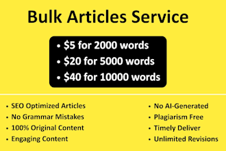 write unique bulk seo articles, blogs, and content