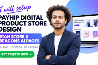 design a payhip website or payhip store to sell digital products online