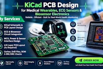 kicad pcb design for medical wearables, ecg sensors, and biosensor electronics