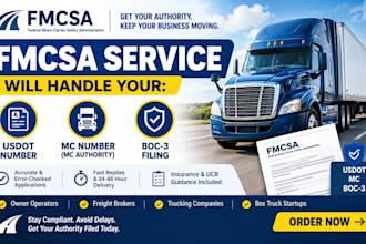 handle fmcsa usdot, mc number and boc3 filing