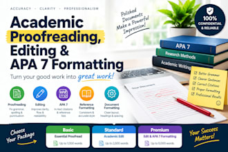 provide academic proofreading, editing and apa 7 formatting