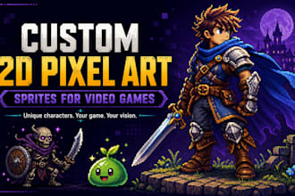 custom 2d pixel art sprites for video games