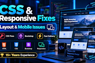 fix CSS, HTML, bootstrap and responsive design issues