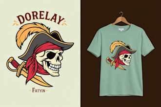 draw skull skeleton illustration for t shirt logo design