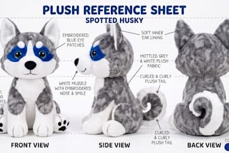 design custom plush reference sheet character concept tech pack stuffed animal