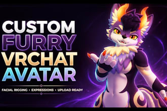 create custom furry vrchat avatar, facial rigging expression vrchat upload ready