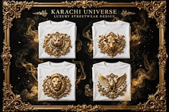 design luxury gold 3d baroque t shirt for your clothing brand