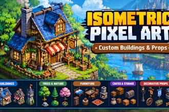 create isometric pixel art buildings and game props