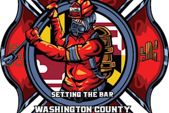 create a creative firefighter t shirt logo design