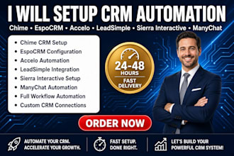 setup chime espocrm accelo automation leadsimple sierra interactive manychat