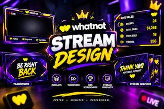 design custom vertical whatnot overlay, transitions and obs scoreboards