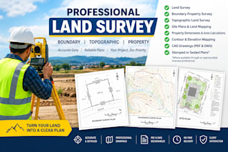 do land survey, boundary property survey, topographic survey and stamped plans