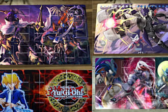 design board card game, pokemon yugioh tcg playmat artwork, anime playmat