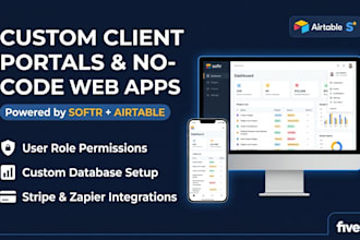 build airtable database, softr client portal, nocode web app