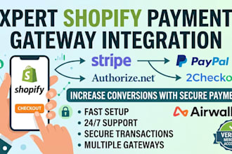 create or integrate shopify payment gateway, payment gateway, airwallex, paypal,