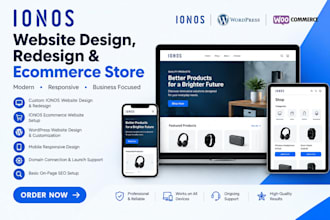 do ionos website design or redesign, ionos ecommerce wordpress website, ionos