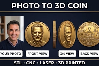 design 3d coin, pendant, medallion, cnc casting and bas relief stl for cnc print
