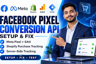 setup facebook pixel meta pixel conversion api fix ga4 purchase tracking shopify