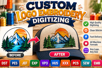 do logo embroidery digitizing for cap left chest