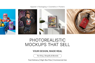 design realistic mockups on models for etsy, shopify and pod sellers