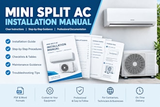 create a professional mini split ac installation guide and manual