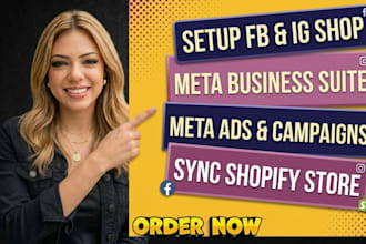 setup facebook and instagram shop, meta business suite, meta ads, sync shopify