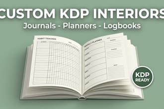 design a custom KDP journal, planner or logbook interior ready to upload