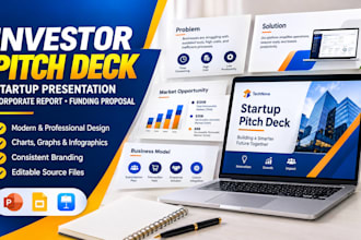 do investor pitch deck, startup presentation, corporate report, funding propsals
