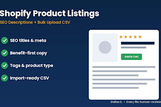 write SEO shopify product descriptions with a bulk upload CSV