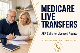 provide medicare live transfers aep leads, senior insurance calls, warm transfer