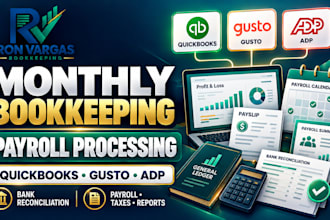 do monthly bookkeeping and payroll processing in quickbooks online gusto or adp