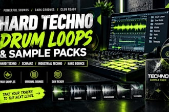 create hard techno drum loop, schranz sample, industrial techno beat sample pack