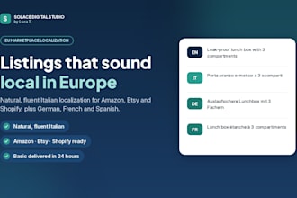 localize amazon, etsy or shopify listings into italian with seo