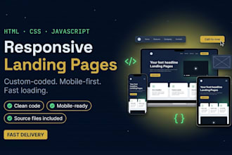 build a responsive landing page with HTML, CSS and javascript