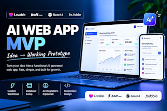 build your ai web app or saas mvp using lovable, bolt, or bubble