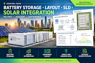 design bess sizing, layouts, sld and solar integration for houston, tx