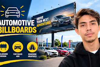 create automotive dealership billboards, car sales advertising, roadside graphic