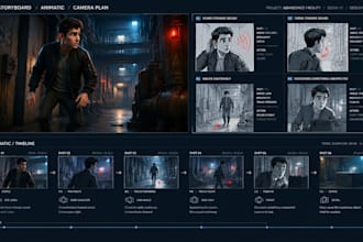 draw character storyboards and create animation animatics for short films