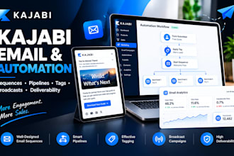 set up kajabi email marketing, automated sequences, or email broadcasts