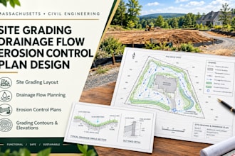 design massachusetts site grading layout drainage flow plan erosion control plan