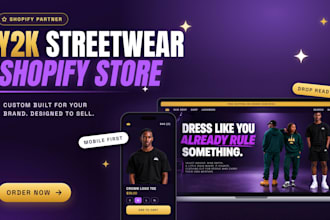 design y2k clothing shopify streetwear store, shopify fashion and jewelry store