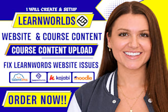 create learnworlds course content and build online course website on learnworlds