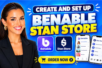 create and set up benable storefront stan store, and high converting link in bio