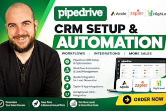 setup pipedrive crm workflow automation with apollo zapier ghl, pipedrive expert
