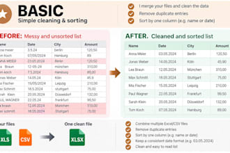 clean, sort and organize your excel or CSV data