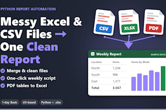 write a python script to clean, merge and convert excel or csv files