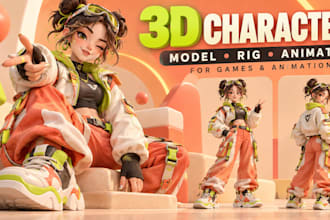 create 3d model, 3d character modeling, rigging, for animation and game