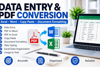 do data entry, PDF conversion and copy paste