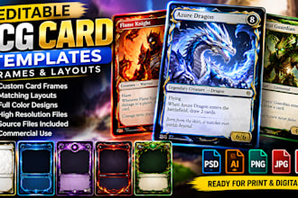 design tcg card templates, frames, layouts, card frames, mtg, pokeman game card