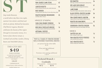design a restaurant menu